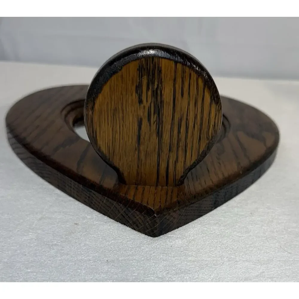 VTG Solid Oak Heart Wall Sconce Wooden Mirror Cottagecore Grannycore Candle